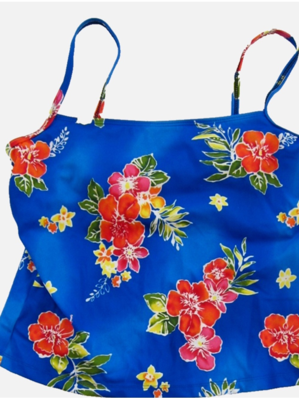 Lands' End Blue Floral Spaghetti-Strap Tank